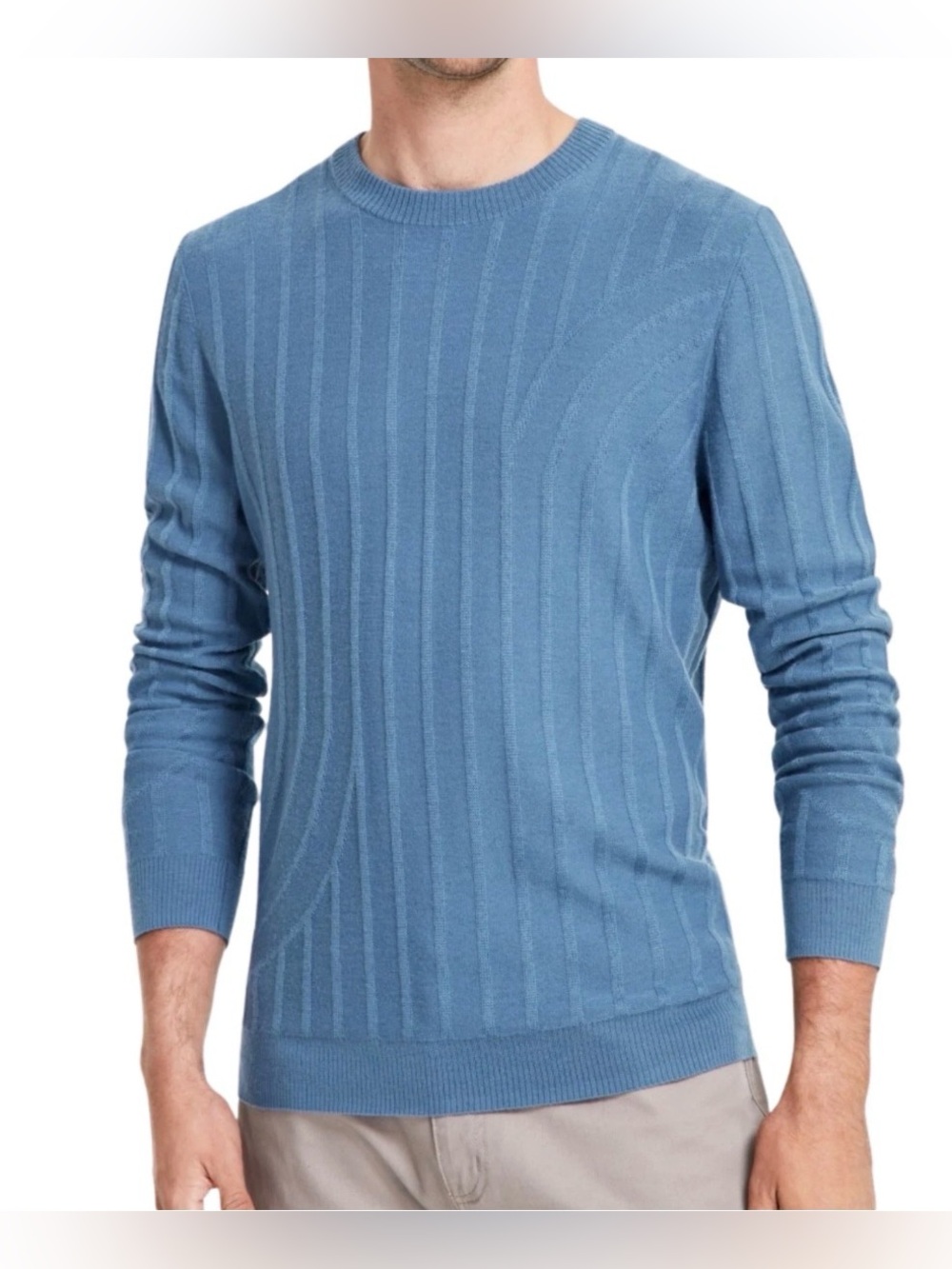Merino Wool Blend Alfani Men's XL Textured Crewneck Sweater